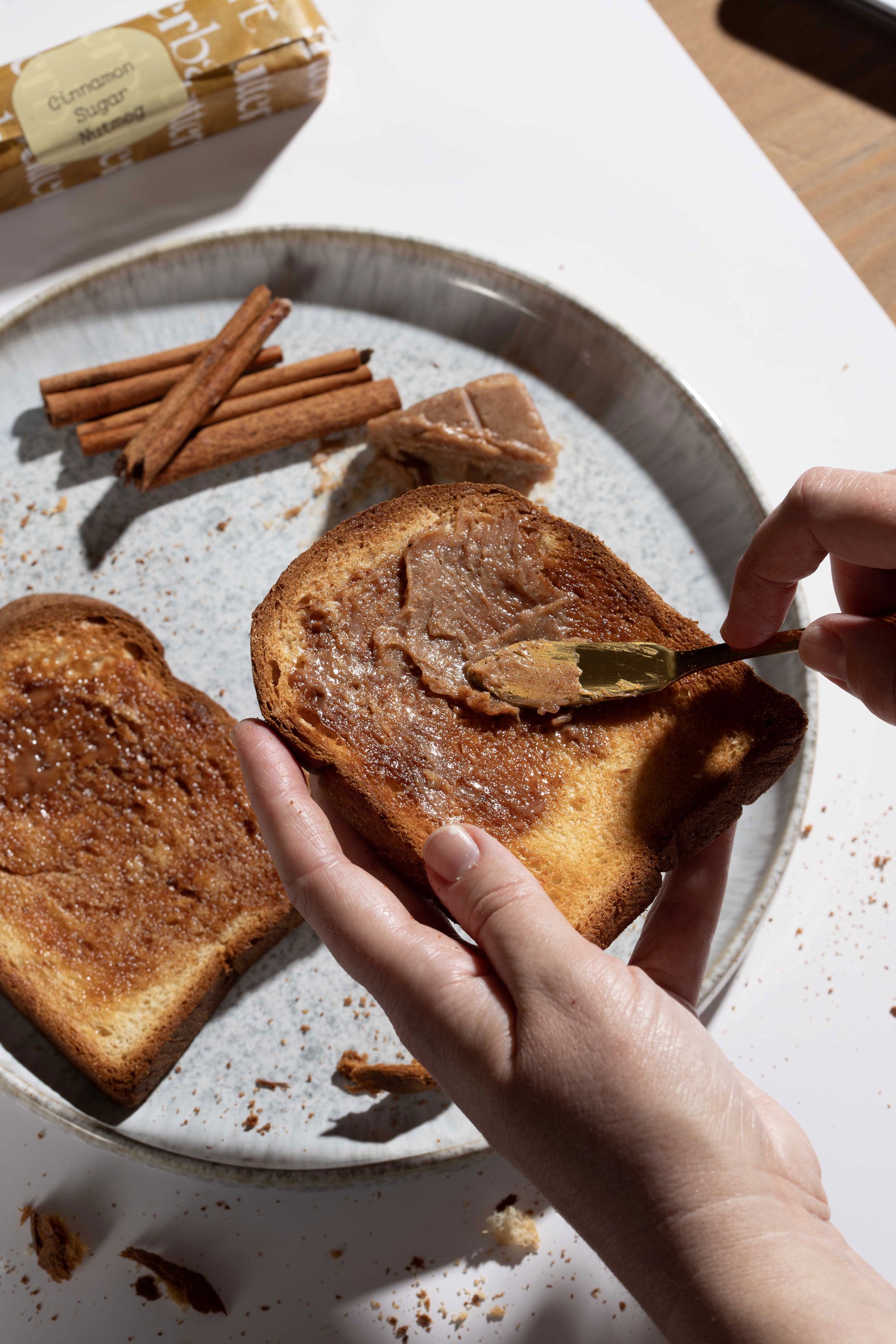 French Toast with Cinnamon Sugar Nutmeg Butter